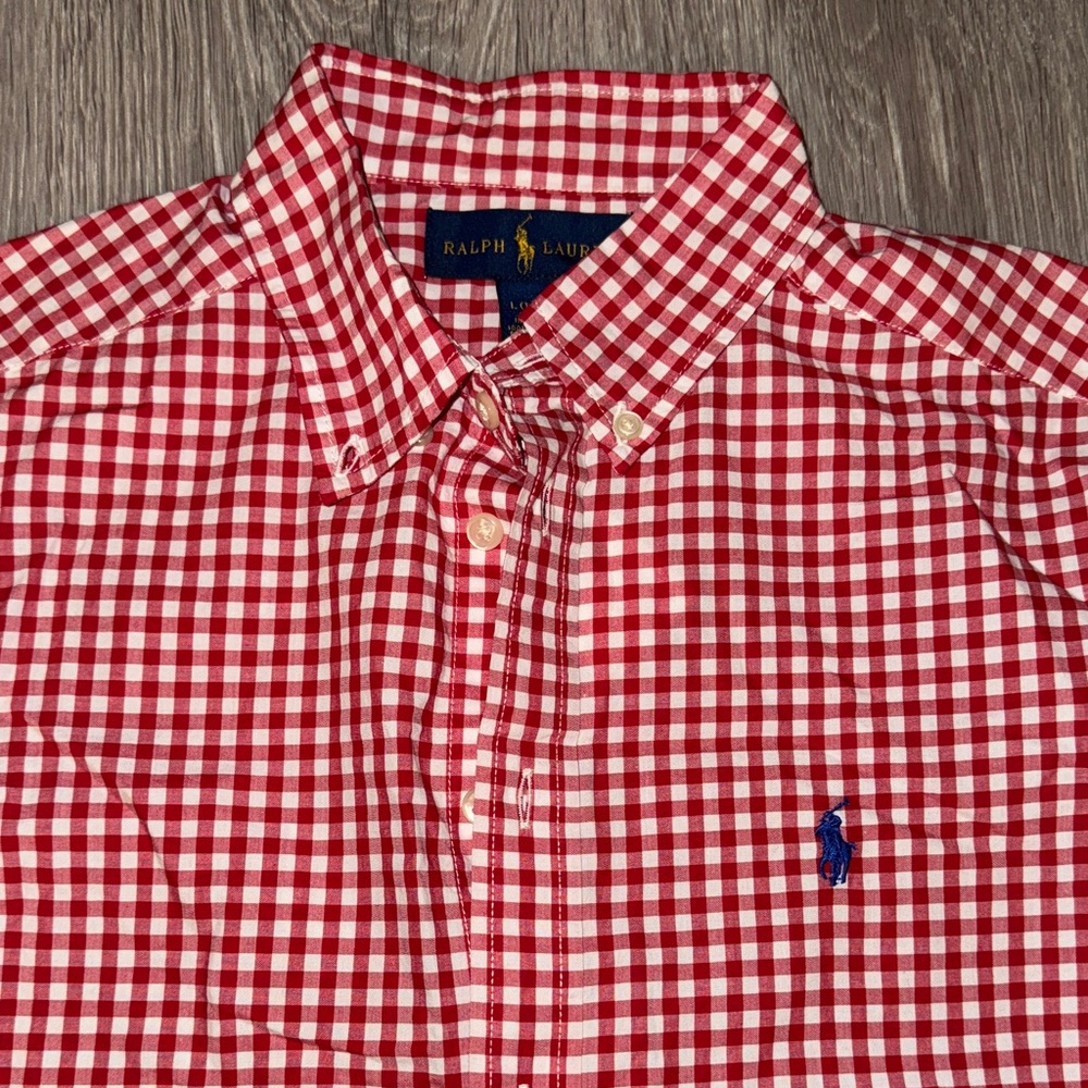 Ralph Lauren Red and White Plaid Shirt